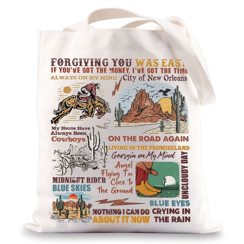 Vintage Western Country Tote Bag Country Music Lover Gift Country Album :^)
